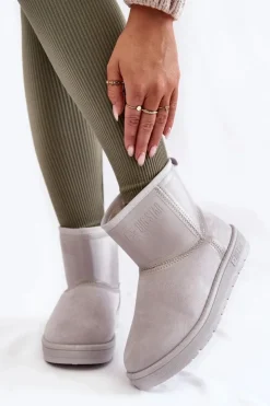 Clearance Big Star Shoes Damskie Wsuwane Śniegowce Big Star KK274613 Szare