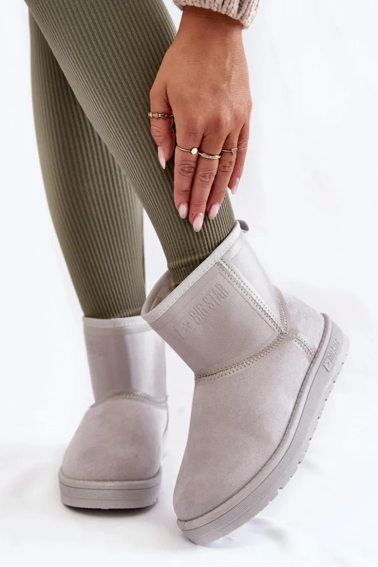 Clearance Big Star Shoes Damskie Wsuwane Śniegowce Big Star KK274613 Szare