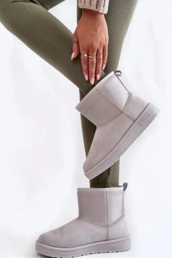 Clearance Big Star Shoes Damskie Wsuwane Śniegowce Big Star KK274613 Szare