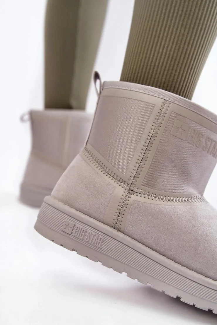 Clearance Big Star Shoes Damskie Wsuwane Śniegowce Big Star KK274613 Szare