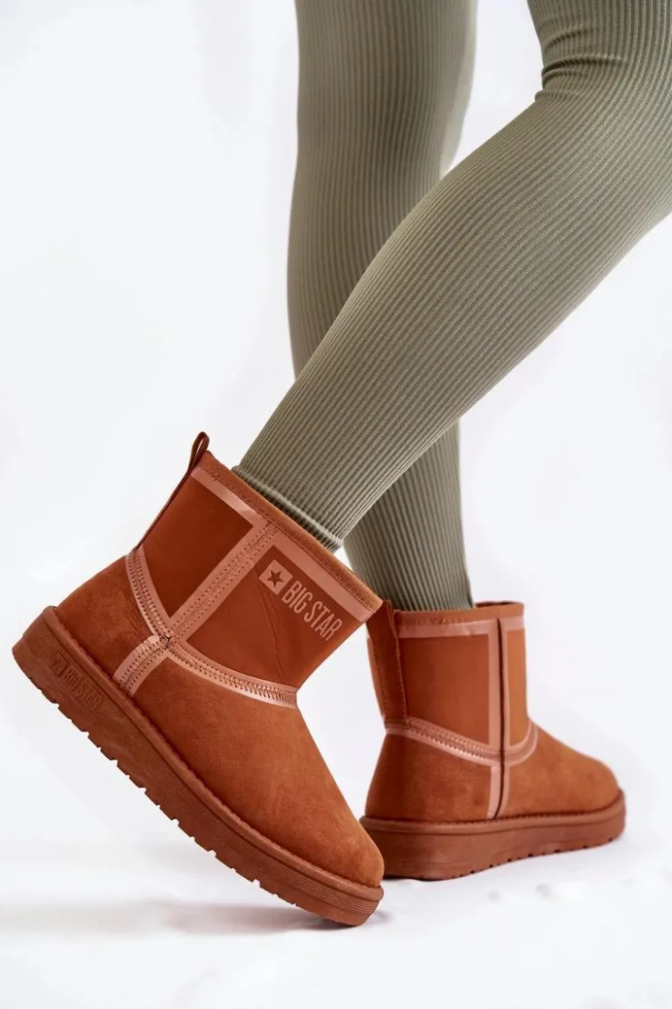 Big Star Shoes Śniegowce Damskie*Damskie Wsuwane Śniegowce Big Star KK274612 Brązowe