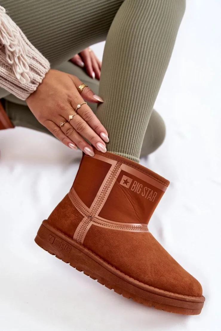 Big Star Shoes Śniegowce Damskie*Damskie Wsuwane Śniegowce Big Star KK274612 Brązowe