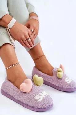 Damskie Boto Damskie Wsuwane Papcie Z Sercami Fioletowe Alasca