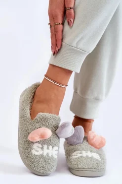 Online Boto Damskie Wsuwane Papcie Z Sercami Zielone Alasca