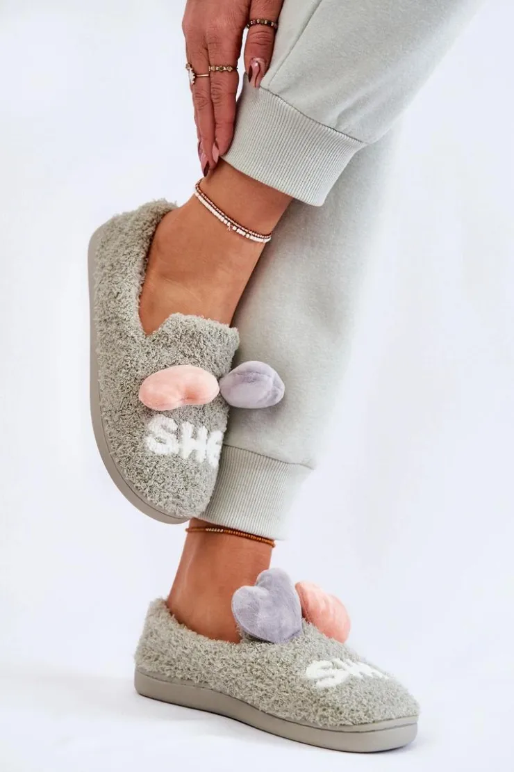 Online Boto Damskie Wsuwane Papcie Z Sercami Zielone Alasca