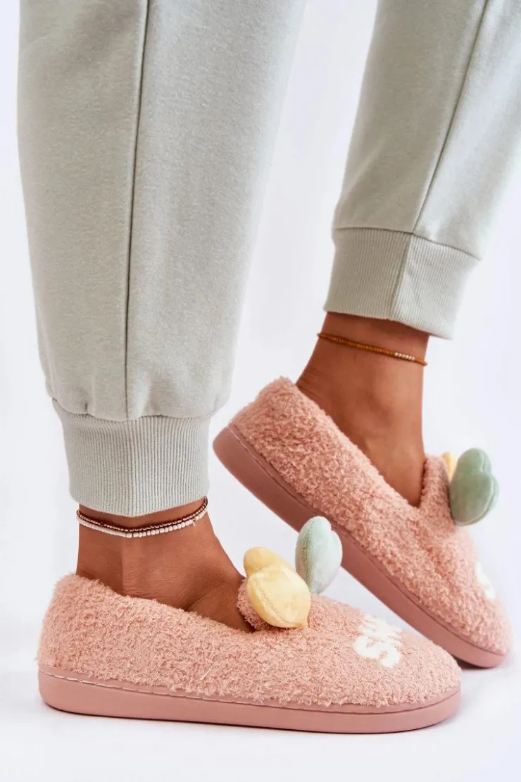 Boto Kapcie Klasyczne*Damskie Wsuwane Papcie Z Sercami Różowe Alasca