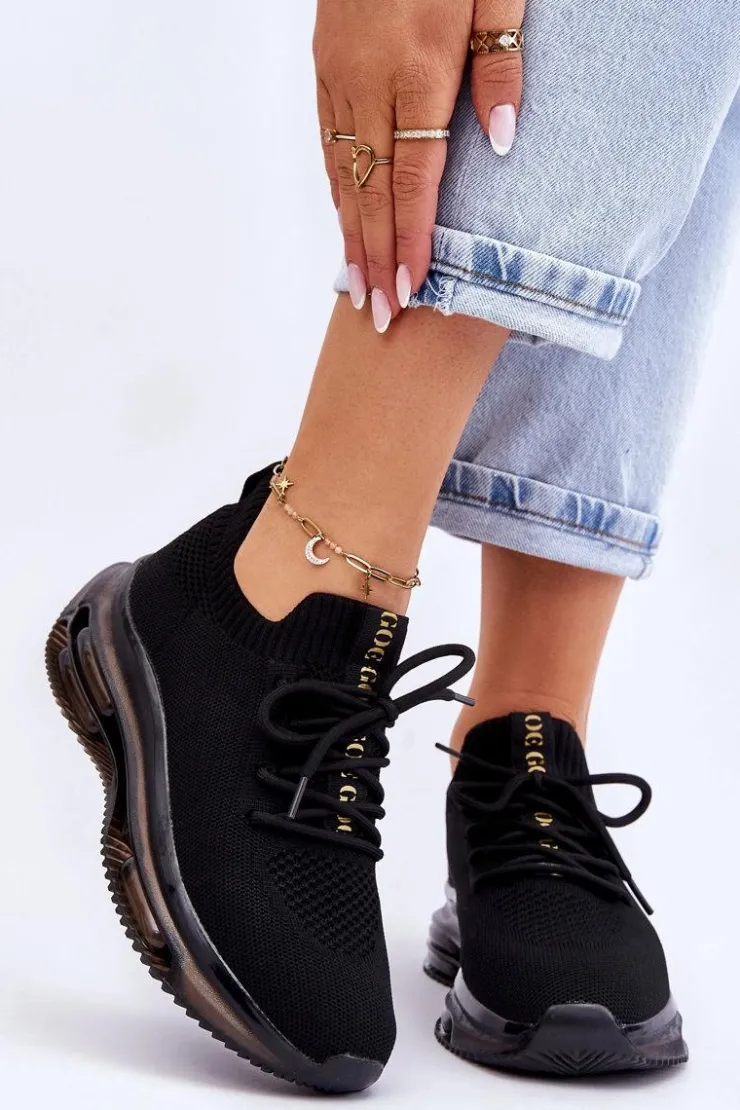 Damskie GOE Damskie Wsuwane Skarpetkowe Buty JJ2N4080 Czarne