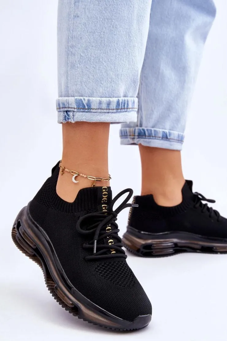 Damskie GOE Damskie Wsuwane Skarpetkowe Buty JJ2N4080 Czarne