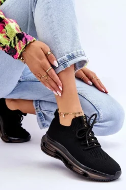 Damskie GOE Damskie Wsuwane Skarpetkowe Buty JJ2N4080 Czarne