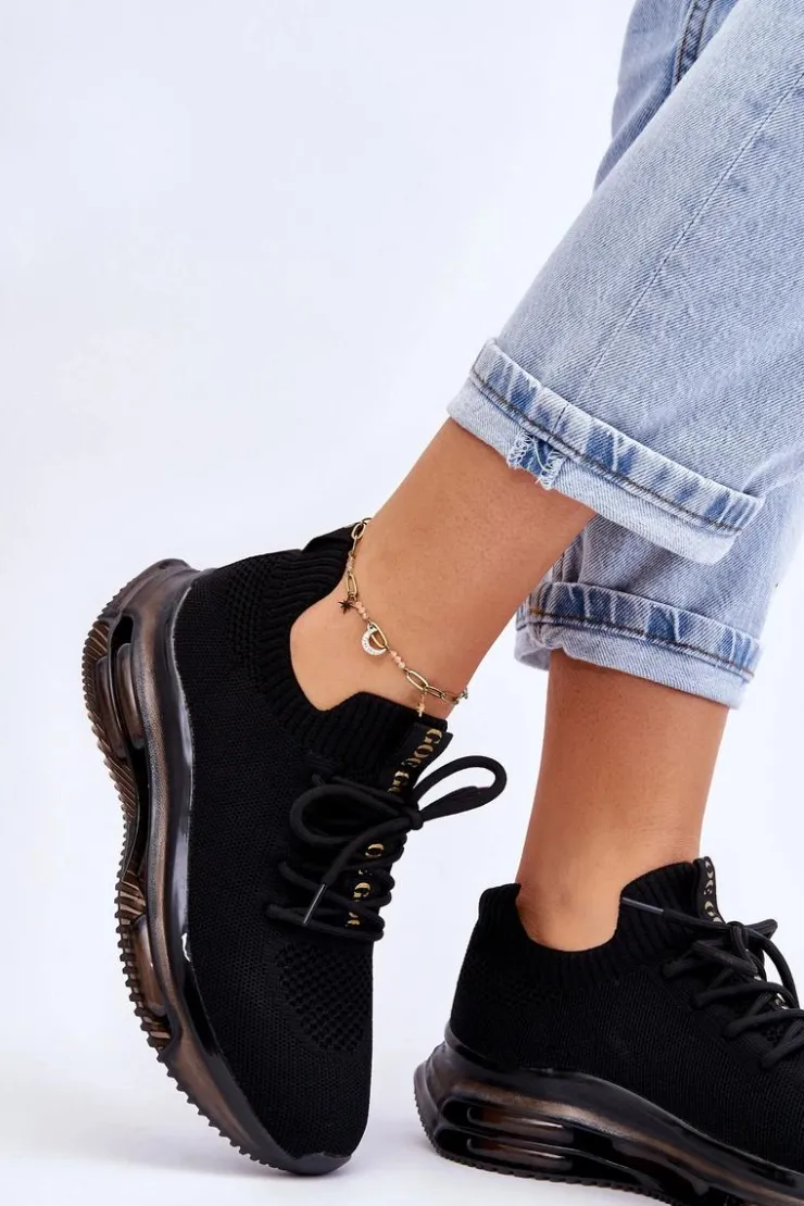 Damskie GOE Damskie Wsuwane Skarpetkowe Buty JJ2N4080 Czarne