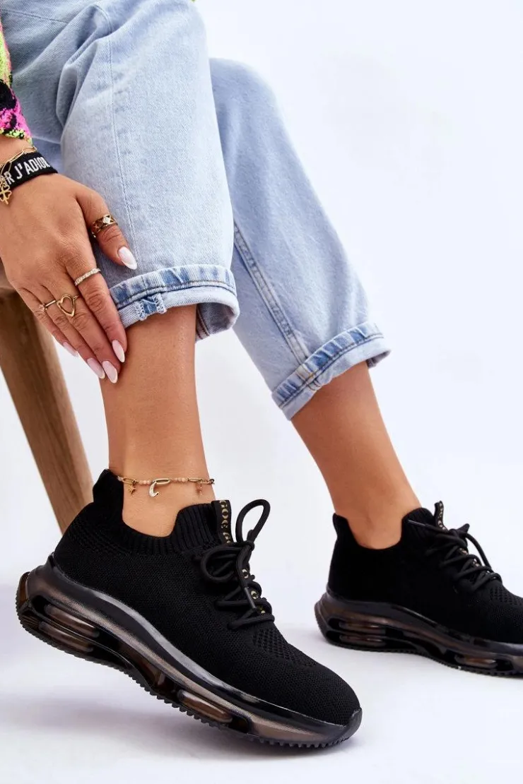 Damskie GOE Damskie Wsuwane Skarpetkowe Buty JJ2N4080 Czarne