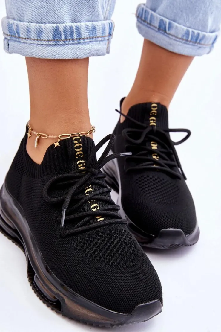 Damskie GOE Damskie Wsuwane Skarpetkowe Buty JJ2N4080 Czarne