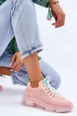 Sale GOE Damskie Wsuwane Skarpetkowe Buty JJ2N4081 Jasnoróżowe