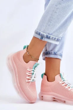 Sale GOE Damskie Wsuwane Skarpetkowe Buty JJ2N4081 Jasnoróżowe