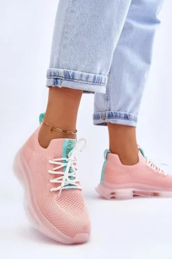 Sale GOE Damskie Wsuwane Skarpetkowe Buty JJ2N4081 Jasnoróżowe