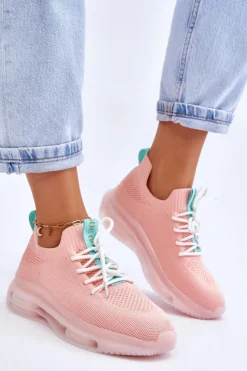 Sale GOE Damskie Wsuwane Skarpetkowe Buty JJ2N4081 Jasnoróżowe