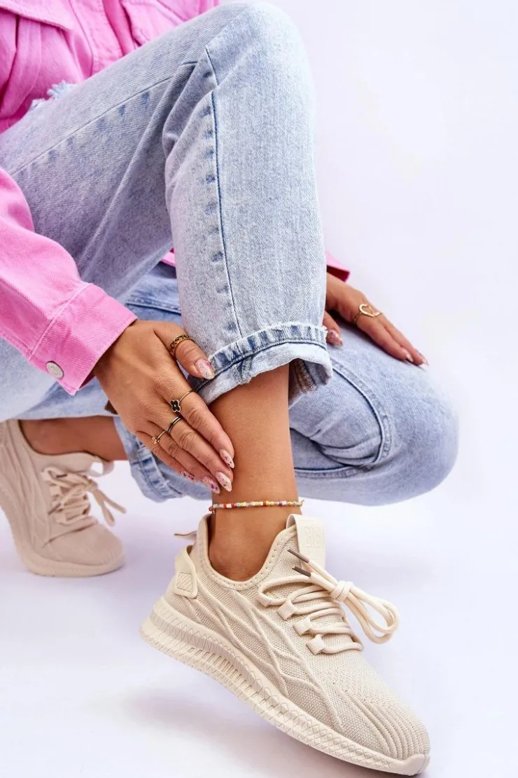 Damskie Big Star Shoes Damskie Wsuwane Sneakersy Big Star LL274714 Beżowe