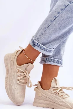 Damskie Big Star Shoes Damskie Wsuwane Sneakersy Big Star LL274714 Beżowe