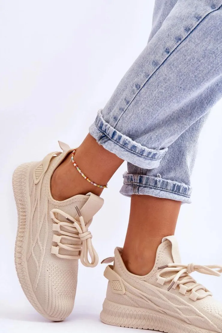 Damskie Big Star Shoes Damskie Wsuwane Sneakersy Big Star LL274714 Beżowe