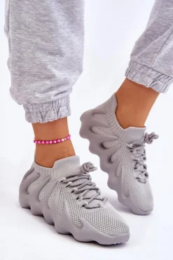 Boto Sneakersy Damskie*Damskie Wsuwane Sneakersy Szare Myles