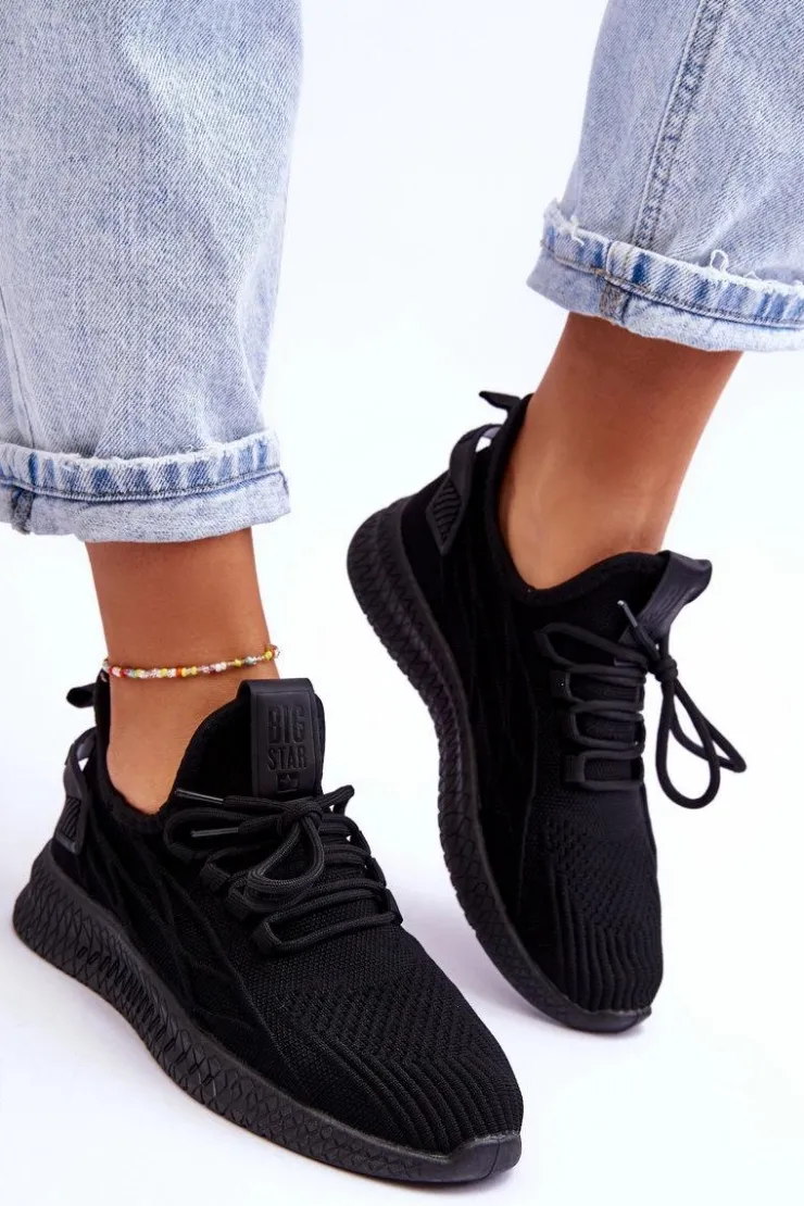 Big Star Shoes Buty Sportowe Na Platformie|Buty Sportowe Big Star*Damskie Wsuwane Sneakersy Big Star LL274711 Czarne