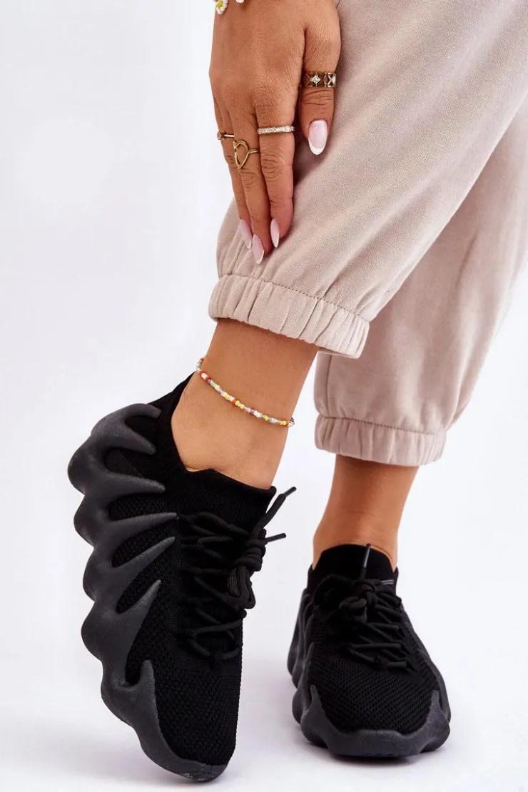 Online Boto Damskie Wsuwane Sneakersy Czarne Myles