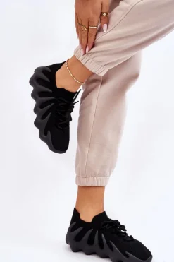 Online Boto Damskie Wsuwane Sneakersy Czarne Myles