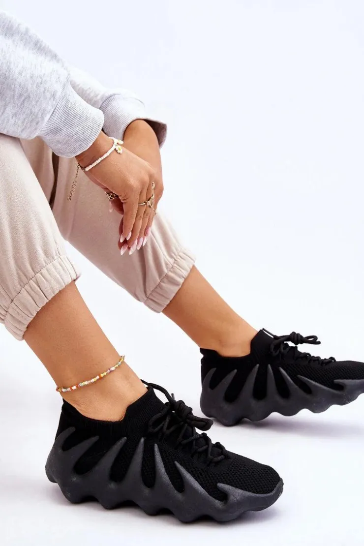 Online Boto Damskie Wsuwane Sneakersy Czarne Myles