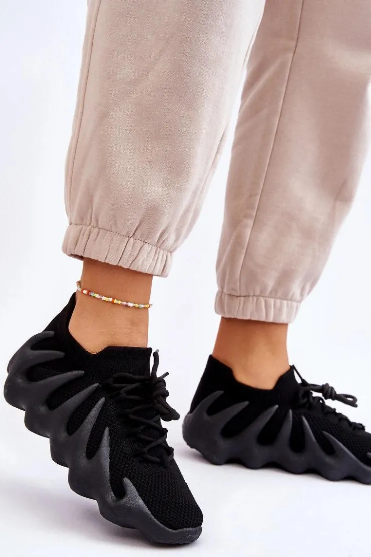 Online Boto Damskie Wsuwane Sneakersy Czarne Myles