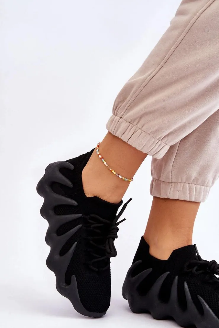 Online Boto Damskie Wsuwane Sneakersy Czarne Myles