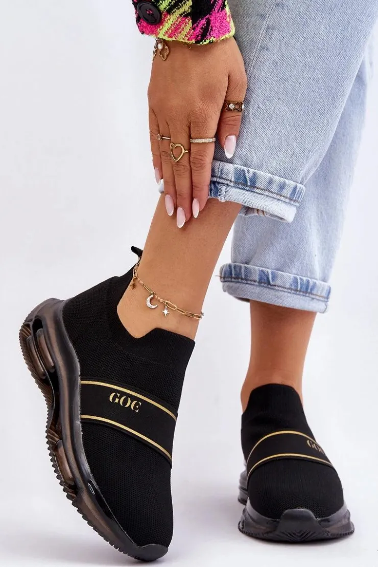 GOE Buty Sportowe Na Platformie|Sneakersy Damskie*Damskie Wsuwane Sportowe Buty LL2N4032 Czarne