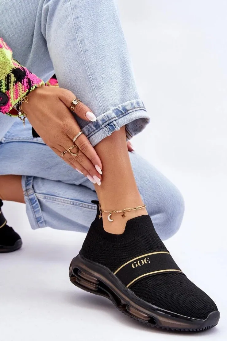 GOE Buty Sportowe Na Platformie|Sneakersy Damskie*Damskie Wsuwane Sportowe Buty LL2N4032 Czarne