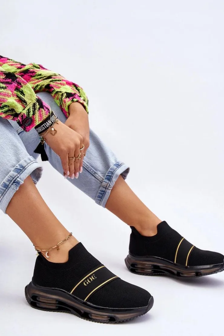 GOE Buty Sportowe Na Platformie|Sneakersy Damskie*Damskie Wsuwane Sportowe Buty LL2N4032 Czarne