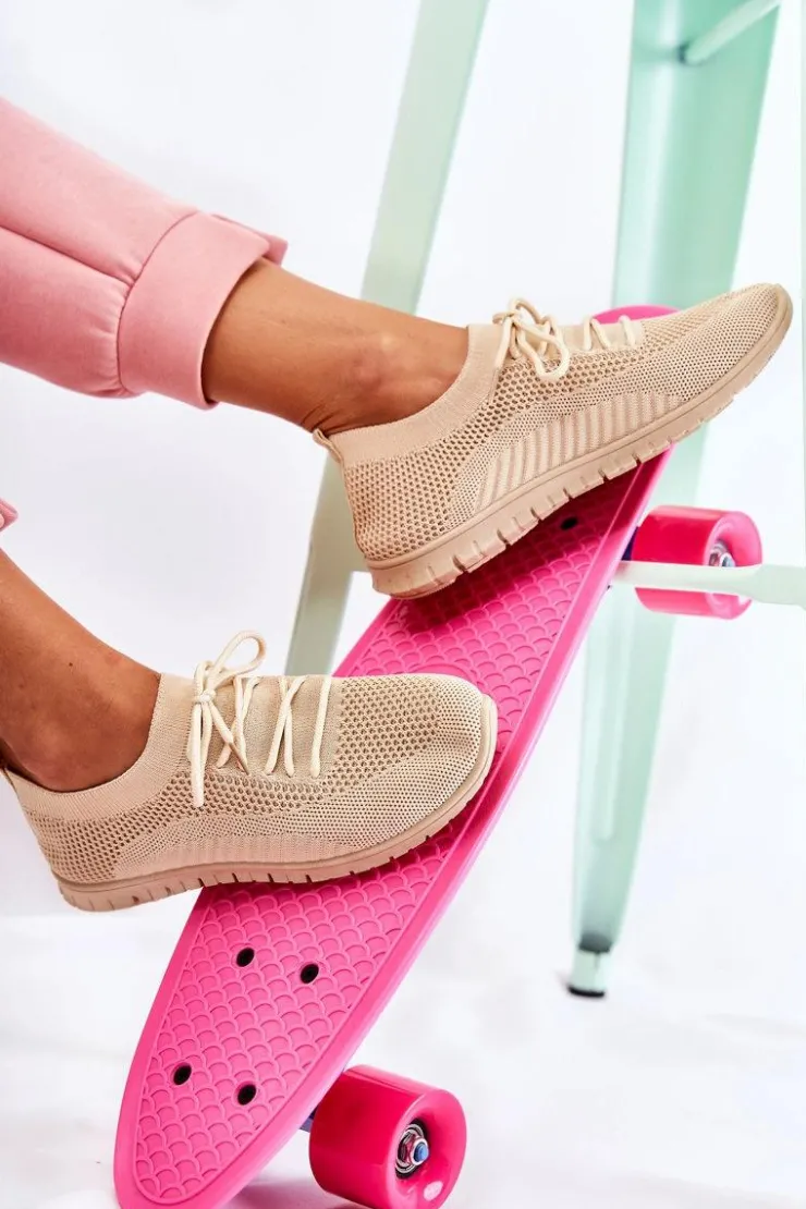 Best Boto Damskie Wsuwane Sportowe Buty Beżowe Sequro