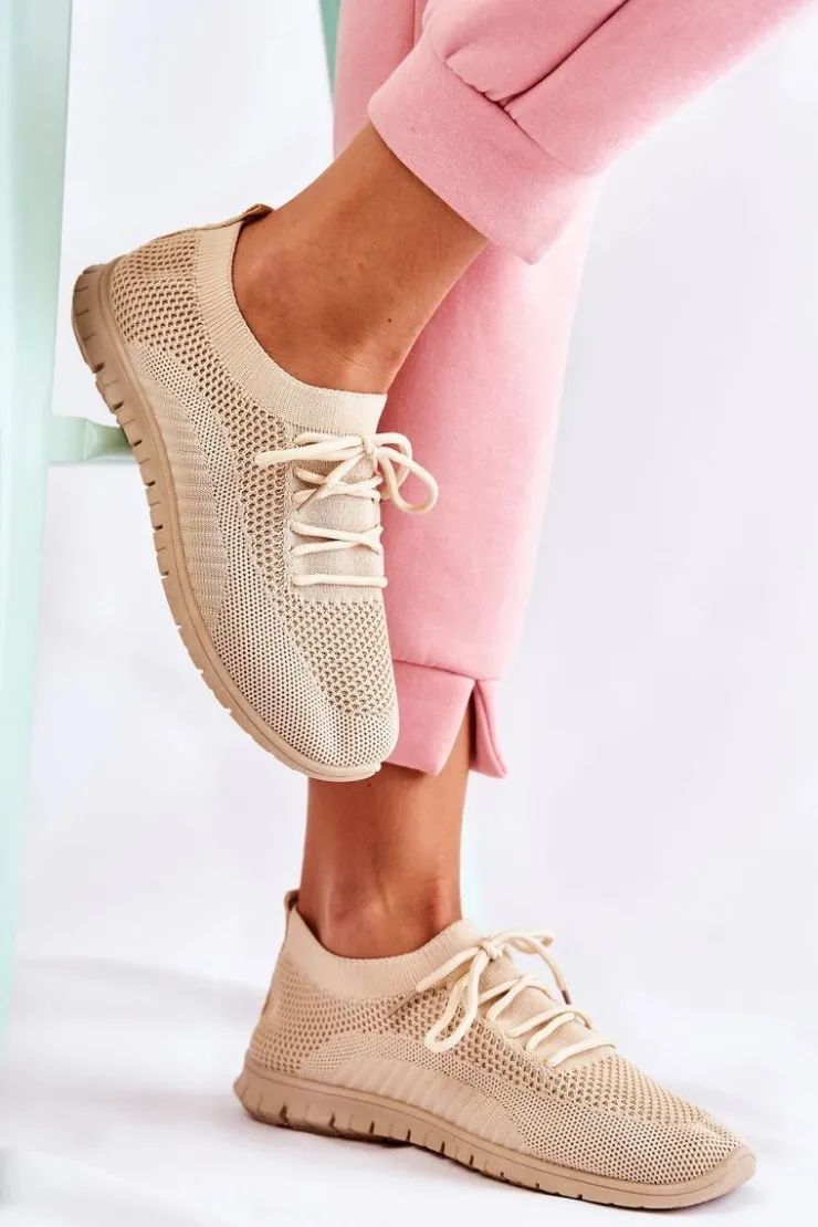 Best Boto Damskie Wsuwane Sportowe Buty Beżowe Sequro