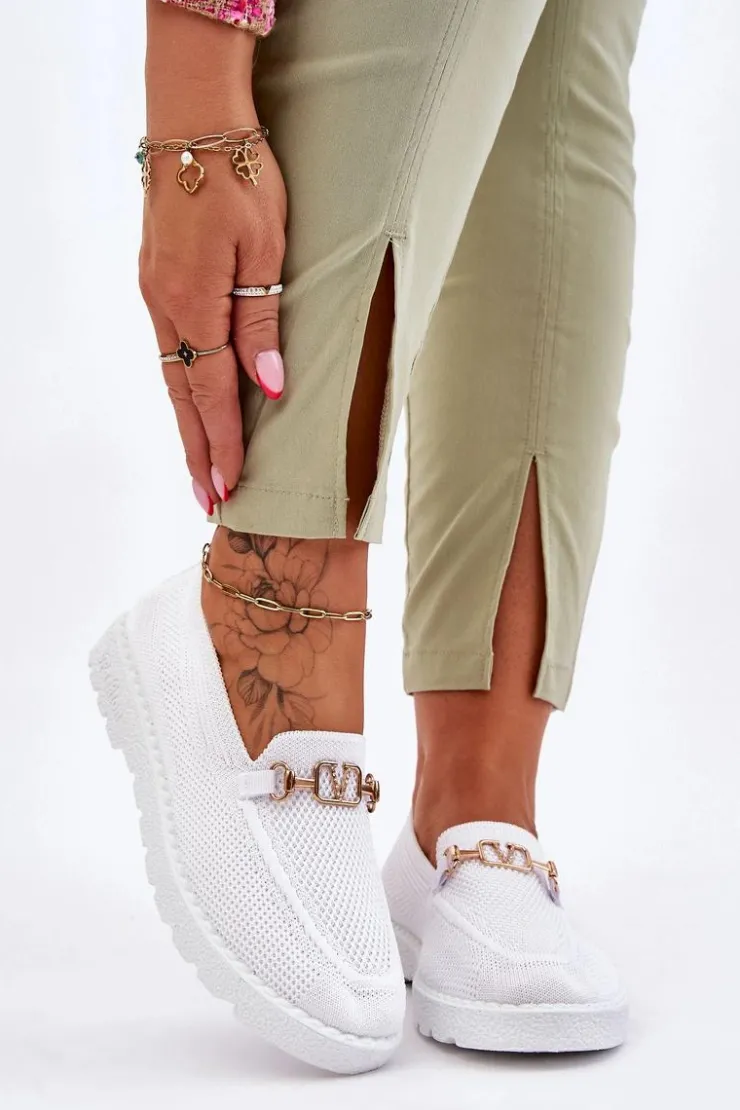 Boto Trampki Damskie Slip-On|Trampki Damskie Niskie*Damskie Wsuwane Tenisówki Slip-On Z Ozdobą Białe Alena