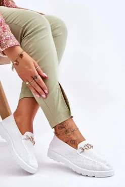 Boto Trampki Damskie Slip-On|Trampki Damskie Niskie*Damskie Wsuwane Tenisówki Slip-On Z Ozdobą Białe Alena