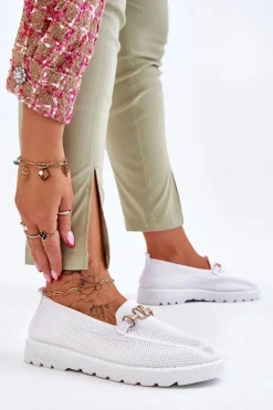 Boto Trampki Damskie Slip-On|Trampki Damskie Niskie*Damskie Wsuwane Tenisówki Slip-On Z Ozdobą Białe Alena