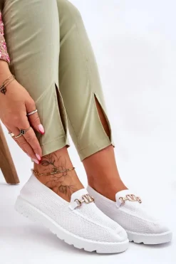 Boto Trampki Damskie Slip-On|Trampki Damskie Niskie*Damskie Wsuwane Tenisówki Slip-On Z Ozdobą Białe Alena