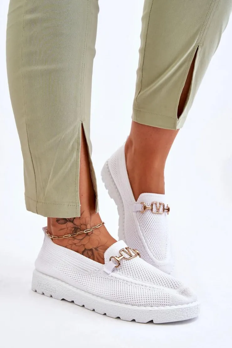 Boto Trampki Damskie Slip-On|Trampki Damskie Niskie*Damskie Wsuwane Tenisówki Slip-On Z Ozdobą Białe Alena