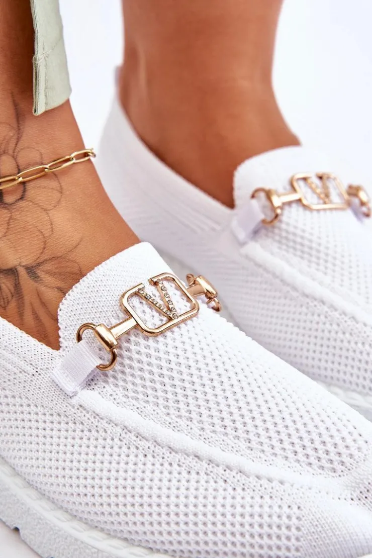 Boto Trampki Damskie Slip-On|Trampki Damskie Niskie*Damskie Wsuwane Tenisówki Slip-On Z Ozdobą Białe Alena