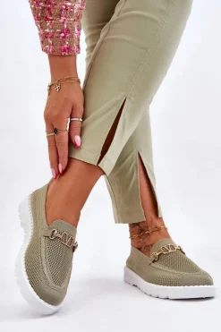 Boto Trampki Damskie Slip-On|Trampki Damskie Niskie*Damskie Wsuwane Tenisówki Slip-On Z Ozdobą Zielone Alena