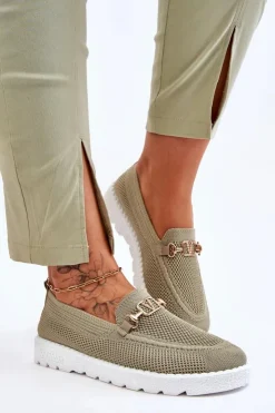 Boto Trampki Damskie Slip-On|Trampki Damskie Niskie*Damskie Wsuwane Tenisówki Slip-On Z Ozdobą Zielone Alena