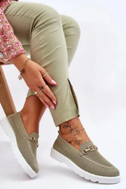 Boto Trampki Damskie Slip-On|Trampki Damskie Niskie*Damskie Wsuwane Tenisówki Slip-On Z Ozdobą Zielone Alena