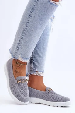 Boto Trampki Damskie Slip-On|Trampki Damskie Niskie*Damskie Wsuwane Tenisówki Slip-On Z Ozdobą Szare Alena