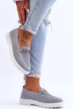 Boto Trampki Damskie Slip-On|Trampki Damskie Niskie*Damskie Wsuwane Tenisówki Slip-On Z Ozdobą Szare Alena