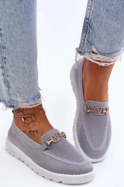 Boto Trampki Damskie Slip-On|Trampki Damskie Niskie*Damskie Wsuwane Tenisówki Slip-On Z Ozdobą Szare Alena