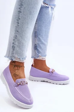 Discount Boto Damskie Wsuwane Tenisówki Slip-On Z Ozdobą Fioletowe Alena