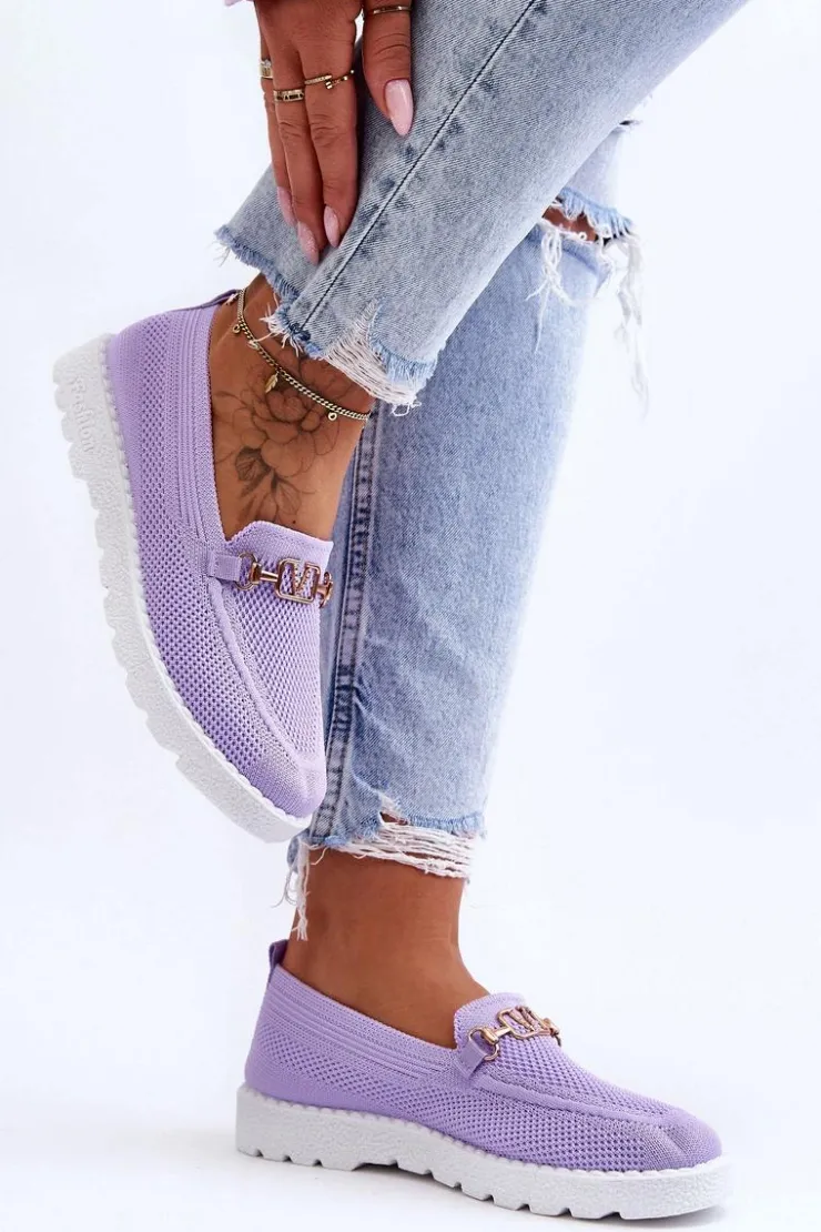 Discount Boto Damskie Wsuwane Tenisówki Slip-On Z Ozdobą Fioletowe Alena