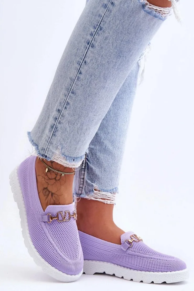 Discount Boto Damskie Wsuwane Tenisówki Slip-On Z Ozdobą Fioletowe Alena